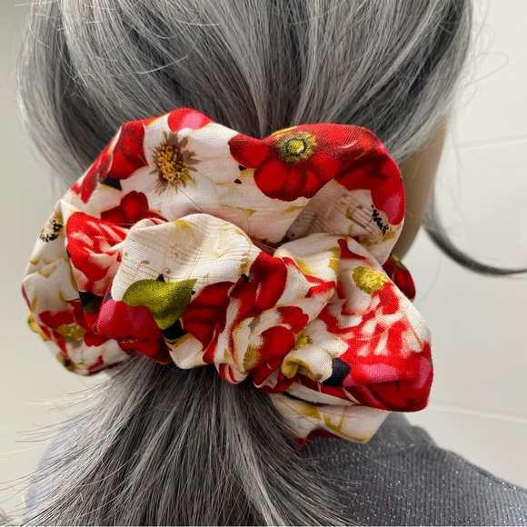 Floral Hair Scrunchie. Multicolor. Medium - Picture 2 of 10